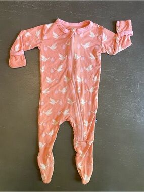 Kickee Pants Pink Stork Print Bamboo Zippy